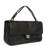Chanel Maxi "Souplissimo" Small Flap Bag Black Grained Calfskin Silver Hardware - Thumbnail View 2