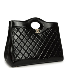 Chanel Large 31 Shopper Black Shiny Lambskin Light Gold Hardware