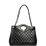 Chanel Large 31 Shopper Black Shiny Lambskin Light Gold Hardware - Thumbnail View 7