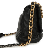 Pre-owned Chanel Large 19 Flap Bag Black Shiny Lambskin Mixed Metal Hardware - Thumbnail View 3