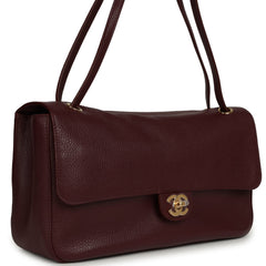 Chanel Maxi "Souplissimo" Small Flap Bag Burgundy Grained Calfskin Gold Hardware