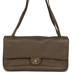 Chanel Maxi "Souplissimo" Small Flap Bag Brown Grained Calfskin Gold Hardware