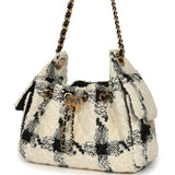 Chanel Mini 25 Hobo Bag White, Black Tweed Gold Hardware - Thumbnail View 5