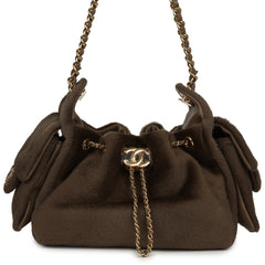 Chanel Mini 25 Hobo Bag Dark Khaki Pony Hair Gold Hardware