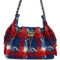 Chanel Mini 25 Hobo Bag Red, Blue, White Tweed Gold Hardware