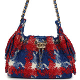 Chanel Mini 25 Hobo Bag Red, Blue, White Tweed Gold Hardware - Thumbnail View 1