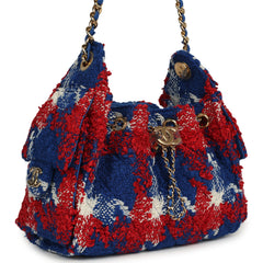 Chanel Mini 25 Hobo Bag Red, Blue, White Tweed Gold Hardware