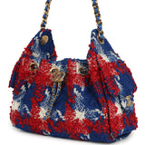 Chanel Mini 25 Hobo Bag Red, Blue, White Tweed Gold Hardware - Thumbnail View 5