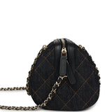 Chanel Mini Timeless Classic Barrel Bag with Chain Dark Blue Denim Light Gold Hardware - Thumbnail View 3