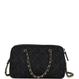 Chanel Mini Timeless Classic Barrel Bag with Chain Dark Blue Denim Light Gold Hardware - Thumbnail View 4