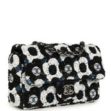 Pre-owned Chanel Mini Rectangular Flower Flap Bag Black, Navy, White Sequin Ruthenium Hardware - Thumbnail View 2
