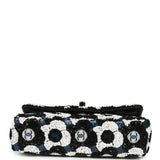 Pre-owned Chanel Mini Rectangular Flower Flap Bag Black, Navy, White Sequin Ruthenium Hardware - Thumbnail View 6