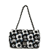 Pre-owned Chanel Mini Rectangular Flower Flap Bag Black, Navy, White Sequin Ruthenium Hardware - Thumbnail View 7