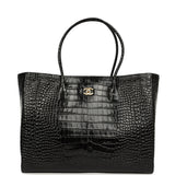 Chanel Large Cerf Shopping Bag Black Croc Embossed Calfskin Gold Hardware - Thumbnail View 1