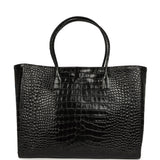 Chanel Large Cerf Shopping Bag Black Croc Embossed Calfskin Gold Hardware - Thumbnail View 3
