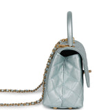 Chanel Small Coco Handle Flap Bag Light Blue Iridescent Caviar Antique Gold Hardware - Thumbnail View 3