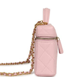 Chanel Top Handle Long Vanity Case with Chain Light Pink Shiny Caviar Brushed Gold Hardware - Thumbnail View 3