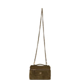 Chanel Top Handle Long Vanity Case with Chain Dark Khaki Suede Gold Hardware - Thumbnail View 8