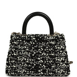 Chanel Mini Coco Handle Flap Bag Black, White Sequin, Beaded Light Gold Hardware - Thumbnail View 4
