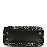 Chanel Mini Coco Handle Flap Bag Black, White Sequin, Beaded Light Gold Hardware - Thumbnail View 6