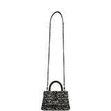 Chanel Mini Coco Handle Flap Bag Black, White Sequin, Beaded Light Gold Hardware - Thumbnail View 7