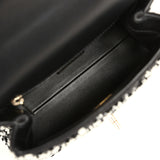 Chanel Mini Coco Handle Flap Bag Black, White Sequin, Beaded Light Gold Hardware - Thumbnail View 8