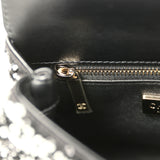 Chanel Mini Coco Handle Flap Bag Black, White Sequin, Beaded Light Gold Hardware - Thumbnail View 10
