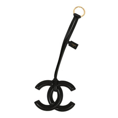 Chanel CC Logo Bag Charm Black Lambskin Gold Hardware