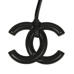 Chanel CC Logo Bag Charm Black Lambskin Gold Hardware