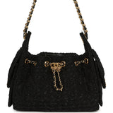 Chanel Mini 25 Hobo Bag Black Tweed Bouclé Gold Hardware - Thumbnail View 1