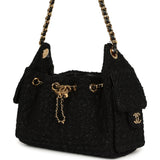 Chanel Mini 25 Hobo Bag Black Tweed Bouclé Gold Hardware - Thumbnail View 5