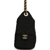 Chanel Mini 25 Hobo Bag Black Tweed Bouclé Gold Hardware - Thumbnail View 3