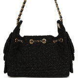 Chanel Mini 25 Hobo Bag Black Tweed Bouclé Gold Hardware - Thumbnail View 4