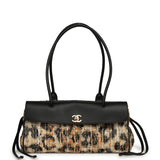 Chanel Small Leopard Print "Urban Essential" East West Shopping Tote Black Calfskin, Brown, Black, White Tweed, Mixed Fibers Gold Hardware - Thumbnail View 1