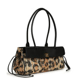 Chanel Small Leopard Print "Urban Essential" East West Shopping Tote Black Calfskin, Brown, Black, White Tweed, Mixed Fibers Gold Hardware - Thumbnail View 2