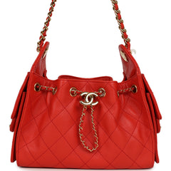 Chanel Mini 25 Hobo Bag Red Caviar Gold Hardware