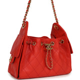 Chanel Mini 25 Hobo Bag Red Caviar Gold Hardware - Thumbnail View 2