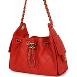 Chanel Mini 25 Hobo Bag Red Caviar Gold Hardware - Thumbnail View 3
