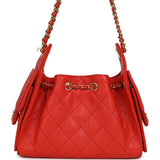 Chanel Mini 25 Hobo Bag Red Caviar Gold Hardware - Thumbnail View 5