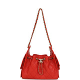 Chanel Mini 25 Hobo Bag Red Caviar Gold Hardware - Thumbnail View 6
