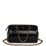Chanel Mini Timeless Classic Barrel Bag with Chain Black Croc Embossed Calfskin Gold Hardware - Thumbnail View 1