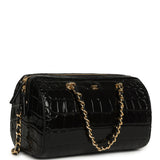 Chanel Mini Timeless Classic Barrel Bag with Chain Black Croc Embossed Calfskin Gold Hardware - Thumbnail View 2