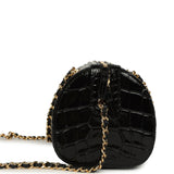 Chanel Mini Timeless Classic Barrel Bag with Chain Black Croc Embossed Calfskin Gold Hardware - Thumbnail View 3