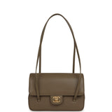 Chanel Small Preppy Coco Flap Bag Dark Khaki Shiny Caviar Brushed Gold Hardware - Thumbnail View 7