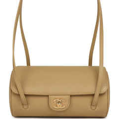 Chanel Preppy Coco Bowling Bag Dark Beige Shiny Caviar Brushed Gold Hardware