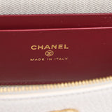 Chanel "Supple" Top Handle Long Vanity Case with Chain White Grained Calfskin Gold Hardware - Thumbnail View 9