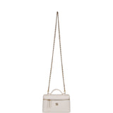 Chanel "Supple" Top Handle Long Vanity Case with Chain White Grained Calfskin Gold Hardware - Thumbnail View 7
