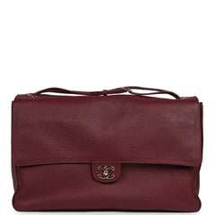 Chanel Maxi "Souplissimo" Large Flap Bag Dark Burgundy Grained Calfskin Gold Hardware