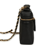 Chanel "Supple" Top Handle Long Vanity Case with Chain Black Grained Calfskin Gold Hardware - Thumbnail View 3