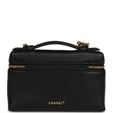 Chanel "Supple" Top Handle Long Vanity Case with Chain Black Grained Calfskin Gold Hardware - Thumbnail View 4